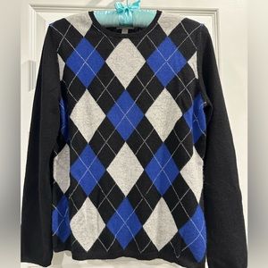 Argyle Pattern Black and Blue Sweater